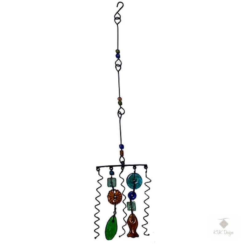 Metal & Glass Bead Mobile Glass Art Glass Beads Hanging Etsy