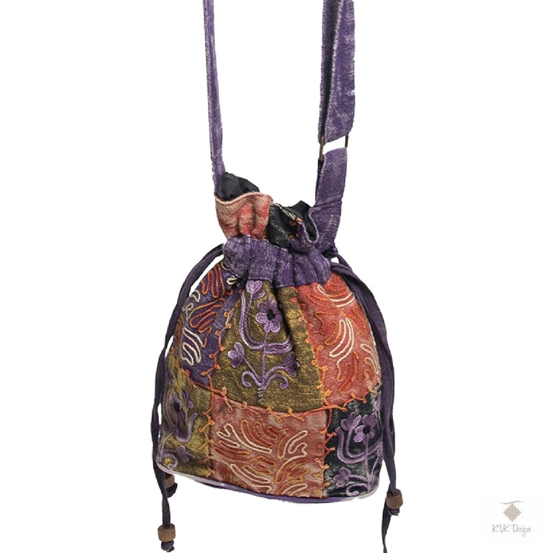 Embroidered Drawstring Crossbody Bag Boho Bag Shoulder Bag Etsy