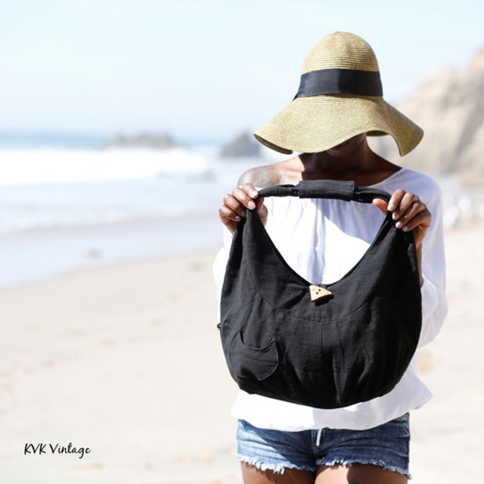 Black Cotton Hobo Bag Hobo Bags Fair Trade Bohemian Etsy