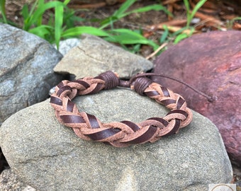 Boho Brown Leather Bracelet for Men - Hand-Braided, Stylish Men's Jewelry