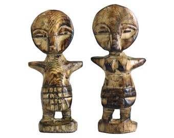 Wooden Fertility Statues Set of 2 - Fertility Goddess - Altar Statue - Wood Statue