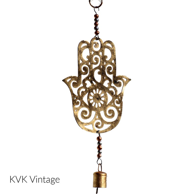 Hamsa Hand Chime Metal Wind Chimes Garden Decoration Etsy