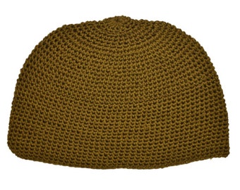Mocha Kufi Skull Cap, Crocheted Beanie Hat, Fair Trade