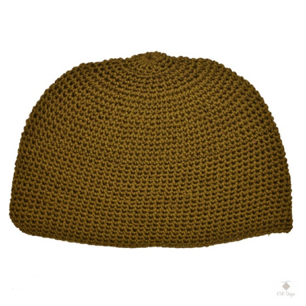 Brown Mocha Kufi Skull Cap - Stylish Crocheted Beanie Hat, Ethically sourced