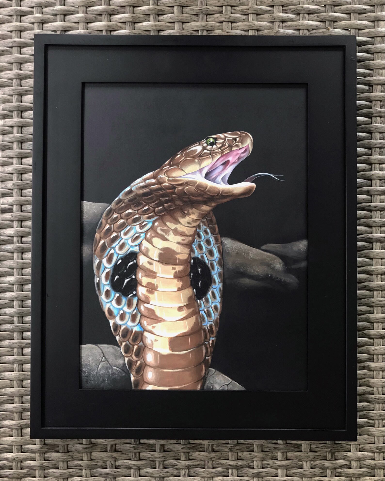 Cobra Original Oil Painting / Framed Painting / Snake Art / Cobra