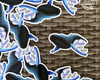 Whale Hello There Sticker / Humpback Whale Sticker / Whale Sticker / Whale Vinyl Decal / Humpback Whale Decal / Whale Water Bottle Sticker