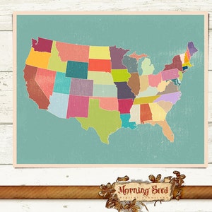 United States Map Wall Art - 5 Size High Resolution Printables - Rustic ...
