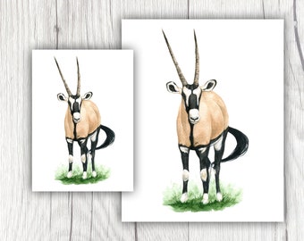 Oryx, Watercolor Oryx, Watercolor Gembsbok, Oryx, Gembsbok, Antelope, Antelope Art, African Art, African Animal, African Animal Art