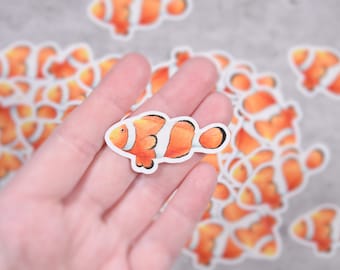 MINI Clownfish Die Cut Sticker | Clownfish, Watercolor Fish, Watercolor, Earth Day, World Oceans Day, Art Sticker, Die Cut Sticker