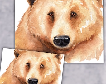 Bear, Grizzly Bear, Watercolor Bear, Brown Bear, Bear Painting, Bear Portrait, Bear Art, Bear Watercolor, Watercolor Painting, Bear Artwork