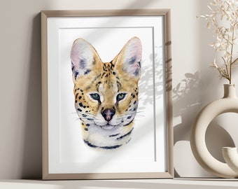 Cricket | Serval, African Cat, Cat, Serval Painting, Serval Art, Serval Painting, Watercolor Artwork, Artwork, Fundraiser
