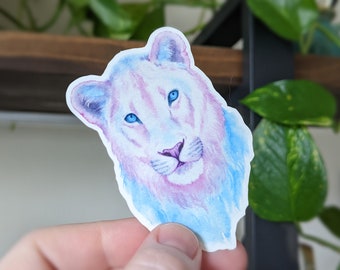 RETIRING: Trans Lion Sticker, Trans Pride, Happy Pride, Transgender, Pride Lion, Watercolor Lion, Trans Flag, Pride, Vinyl Sticker
