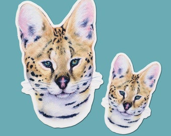 Serval Sticker | Watercolor Serval, Serval, Serval Painting, Wild Cat, African Cat, Art Sticker, Vinyl Sticker, Matte Sticker