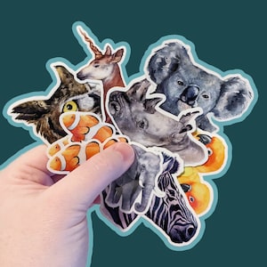 MYSTERY STICKER PACKS | Mystery Sticker Pack, Mystery Stickers, Mystery Sticker Bundle, Mystery Pack, Animal Stickers, Watercolor Stickers