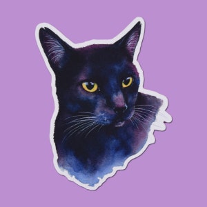 Black Cat Sticker | Black Cat, Black House Cat, House Cat, Animal Sticker, Vinyl Sticker, Watercolor Sticker, Art Sticker, Matte Sticker