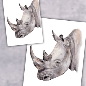Rhinoceros, Watercolor Rhinoceros, Rhino, Watercolor Rhino Portrait, Rhino Portrait, Watercolor Animal, African Animal