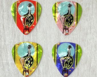 Vintage Playing Card Art Deco (Guitar Picks) Set of 4