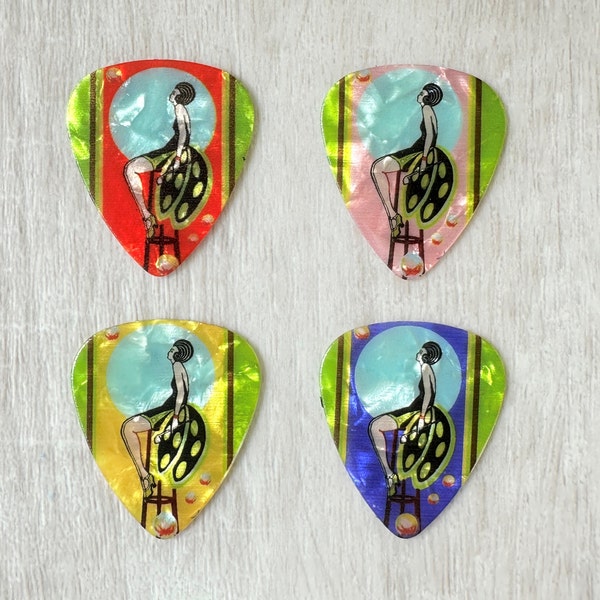 Vintage Playing Card Art Deco (Guitar Picks) Set of 4