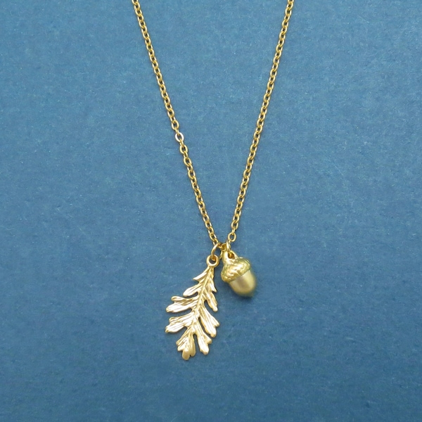 Acorn amd Oak leaf necklace, Acorn necklace, Oak leaf necklace, Forest necklace, Gift for birthday, Gift for her, Gift for new year