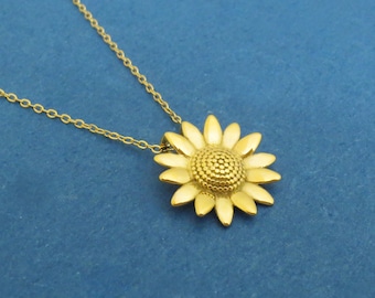 Golden Sunflower Necklace, Sunflower Jewelry, Sunflower Gift, Sunflower Lover Gift, Sunflower Necklaces, Boho, Bohemian, Valentine Necklace