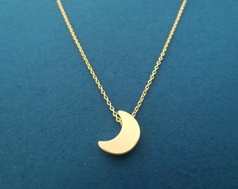 Gold Crescent Moon Necklace, Gold Moon Necklace, Birthday Gift, Friendship Gift, Mother's day Grandma Friendship Gift