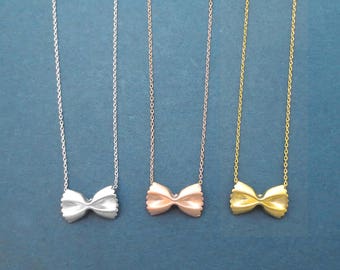 Pasta necklace Farfalle Ribbon necklace Dainty necklace Cute necklace Gold Silver Rose gold necklace Gift for her Gift for daughter