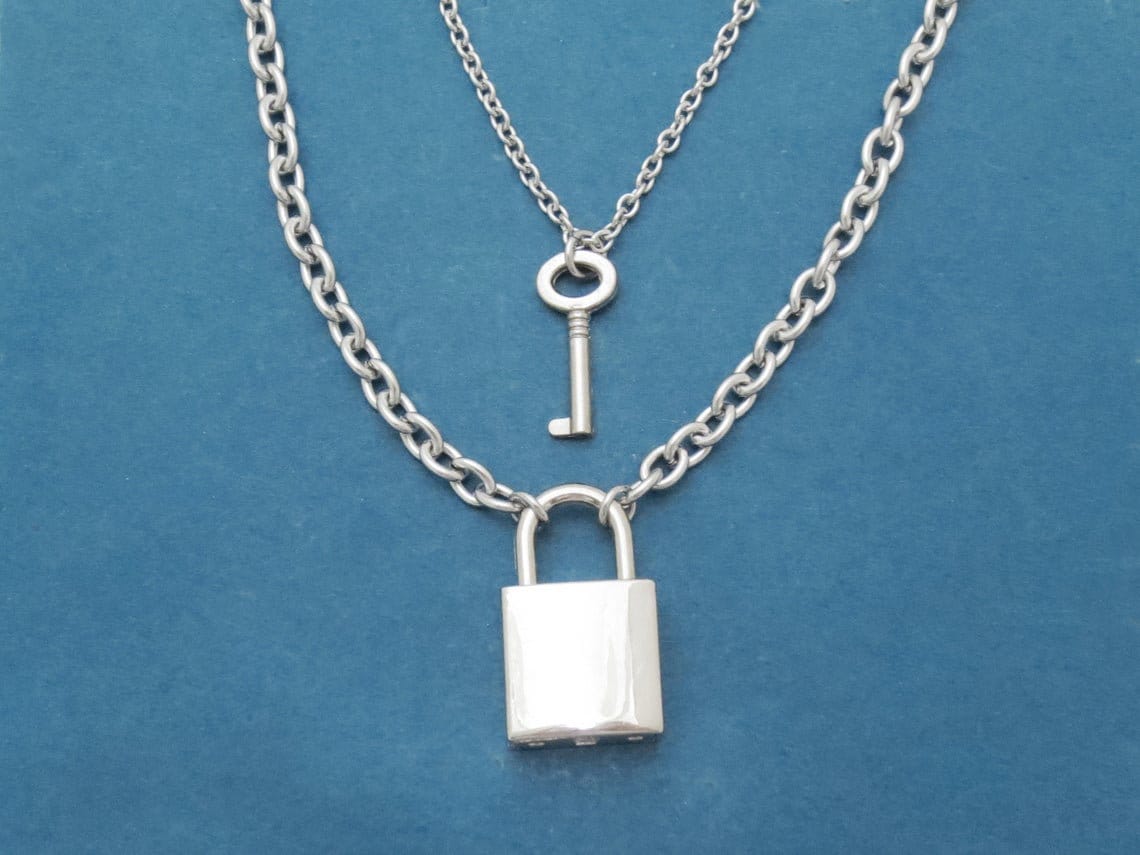 Padlock Necklace Key Necklace Lock Necklace Silver Etsy