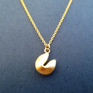Fortune cookie necklace, Gold necklace, Good luck necklace, Overcome necklace, Gift for friends, Gift for teacher, Gift for Christmas