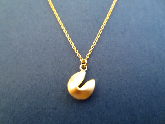 Fortune cookie necklace, Gold necklace, Good luck necklace, Overcome necklace, Gift for friends, Gift for teacher, Gift for Christmas