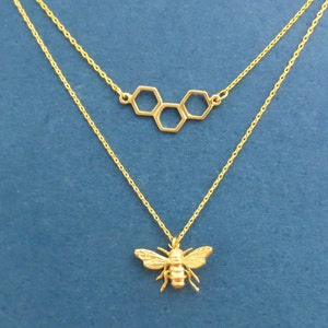 Bumble Bee necklace, Honey Bee necklace, Save the bees, Bee Comb Necklace, Gold Bee Necklace, Inssect Necklace, Set necklace, Gift for her