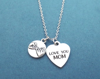 Pinky, Promise, LOVE YOU MOM, Heart, Necklace, Pinky promise, Jewelry, Mother's day, Mom, Gift, Jewelry