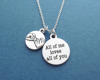 Pinky promise, All of me loves all of you, Silver, Necklace, Birthday, Lovers, Friendship, Best friends, Gift, Jewelry