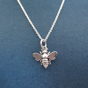 All sterling silver bumblebee necklace, Honey bee necklace, Gunuine sterling silver necklace, Cute gift, Unique gift, New year gift