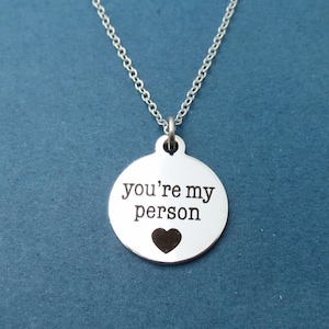 You&#39;re my person, Silver, Necklace, Heart, Love, Birthday, Lovers, Best friends, Friendship, Gift, Jewelry