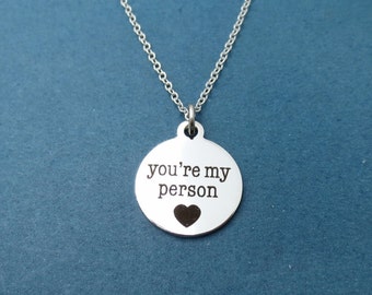 You're my person, Silver, Necklace, Heart, Love, Birthday, Lovers, Best friends, Friendship, Gift, Jewelry