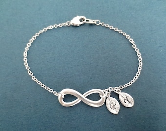 Personalized, 0-5, Letters, Initials, Infinity, Silver, Bracelet, Birthday, Best friends, Lovers, Valentine, Gift, Jewelry