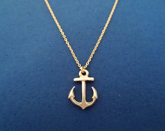 Marine anchor necklace, Gold necklace, Nautical necklace, Birthday gift, Friendship gift, Mom gift, Graduation gift