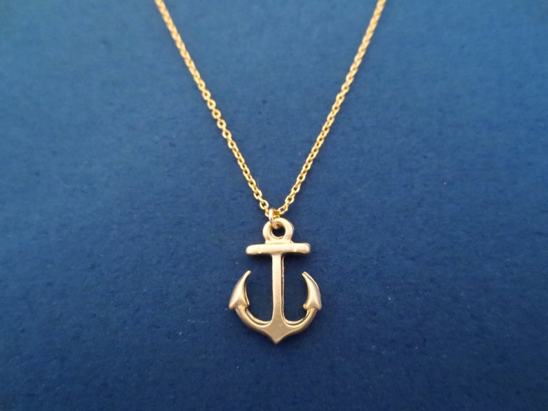 Marine Anchor Necklace Gold Necklace Nautical Necklace Etsy