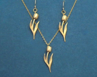 Tulip necklace, Tulip earrings, Tulip necklace + earring set, Flower necklace, Flower earrings, Flower jewelry, Flower accessories