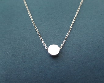 Karma Dot Circle Silver Necklace, Minimal Necklace, Dainty Necklace, Round Pendant Necklace, Silver plated Necklace, Gift For Her