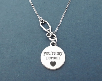 You're my person Stethoscope necklace Medical COVID-19 overcome silver necklace Gift for her Gift for nurse Gift for doctor