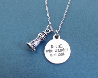 Not all who wander are lost necklace, Lighthouse necklace, Silver necklace, Best friend gift, Friendship gift, COVID19 overcome gift