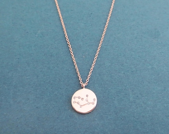 Cubic Zodiac 12 sign star disc necklace, Gold necklace, Silver necklace, Rose gold necklace, Gift for birthday, Gift for friendship