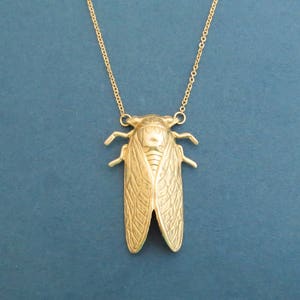 Gold cicada necklace, Modern unique necklace, Gift for girlfriend, Gift for birthday, Gift for graduation, Gift for her