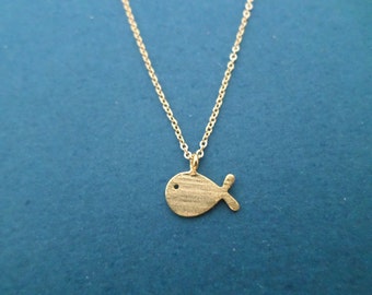 Tiny necklace, Dainty necklace, Whale necklace, Fish necklace, Gold Silver necklace, Friendship present, Best friend present