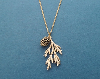 Pine tree 14K gold/ silver/ rose gold plated necklace • Pine cone necklace • Christmas gift • Gift for girl friend • Gift for mom jewelry