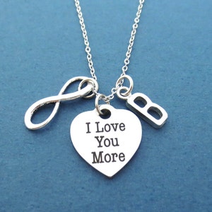 Personalizado, Carta, Inicial, Te Amo Más, Infinito, Corazón, Collar, Cumpleaños, Mejores amigos, Amistad, Regalo, Joyería