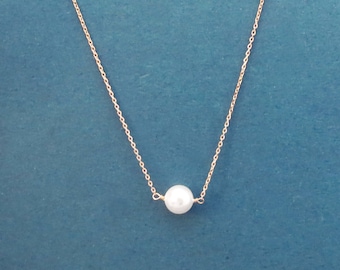 Modern, Simple, 6mm, 8mm, 10mm, White, Pearl, Gold, Silver, Rose gold, Necklace, Birthday, Best friends, Sister, Gift, Jewelry
