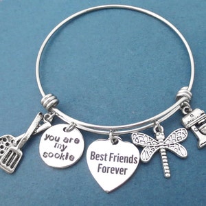 Eres mi sookie, Mejores amigos para siempre, Dragon fly, Mezclador, Cocinero, Pinzas, Corazón, Plata, Brazalete, Pulsera, Gilmore, Regalo, Joyería