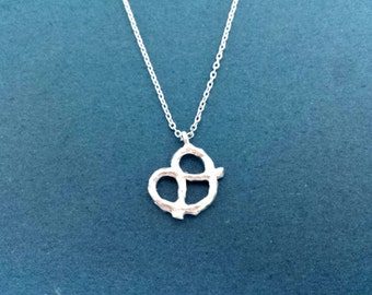 Pretzel necklace, Silver necklace, Snack necklace, Pendant necklace, Birthday present, Christmas present, Best friend present